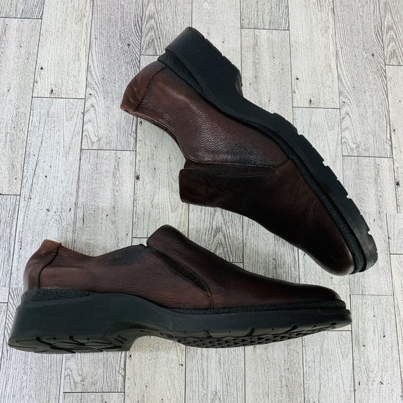 Aerosoles Mule Loafer Size 10 Brown Leather Retro Slip On Shoe Square Toe Chunky - Picture 4 of 13